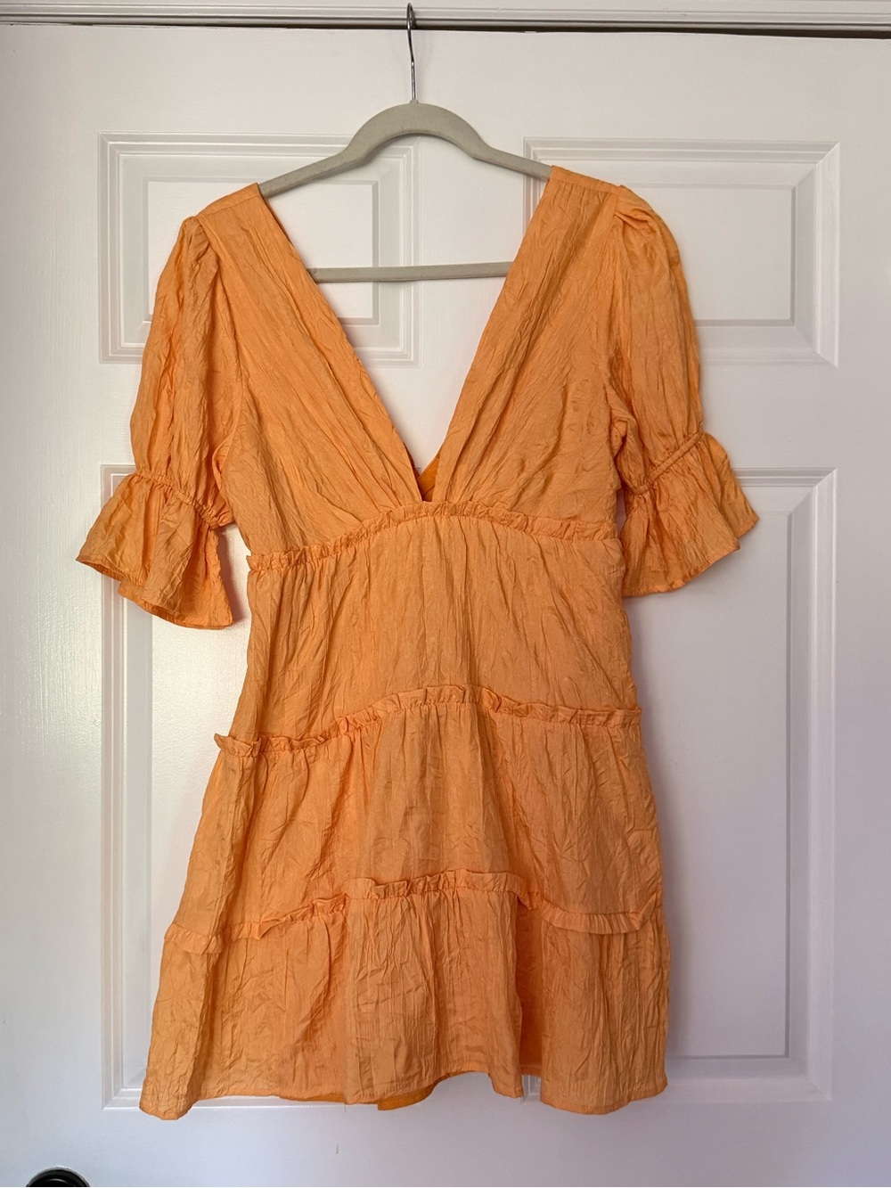 Women's Vici Orange Ruffle Tiered V-Neck Dress